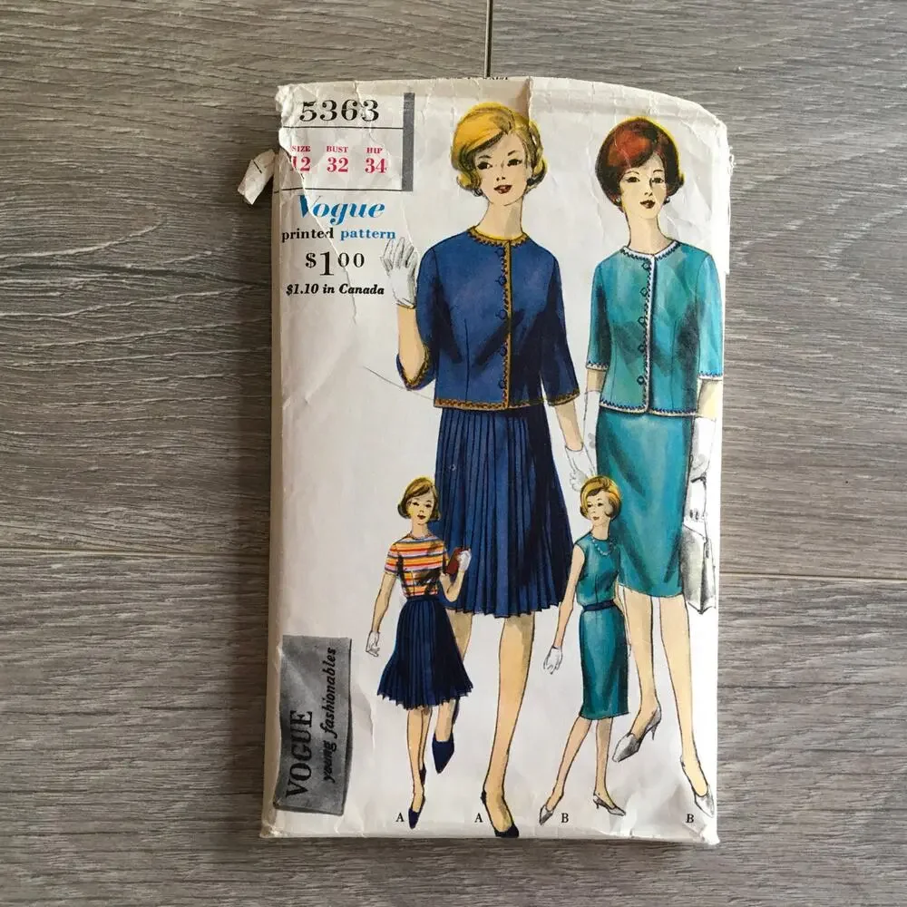 Vintage Vogue Sewing Patterns Set of 4 SIZE 12 Bust 32 1960s Mod MCM Dress Suit